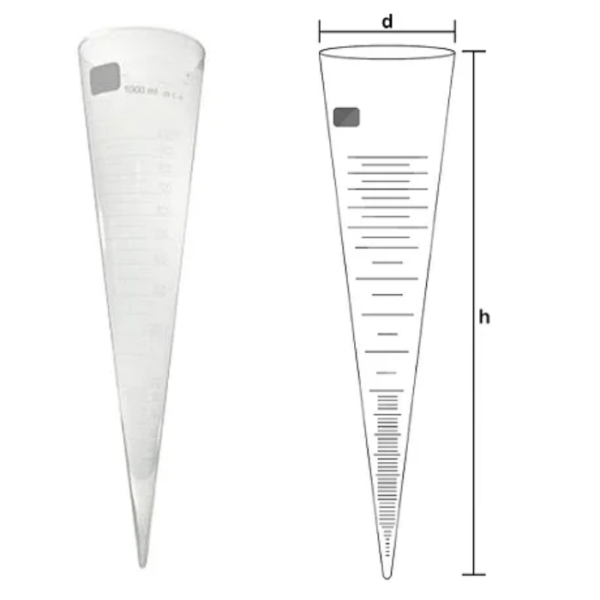 Cone de Imhoff  vidro graduado
